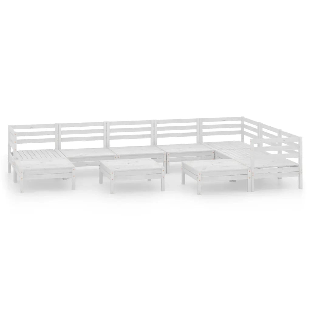 Set Salotto da Giardino 10 pz in Legno Massello di Pino Bianco 3083030