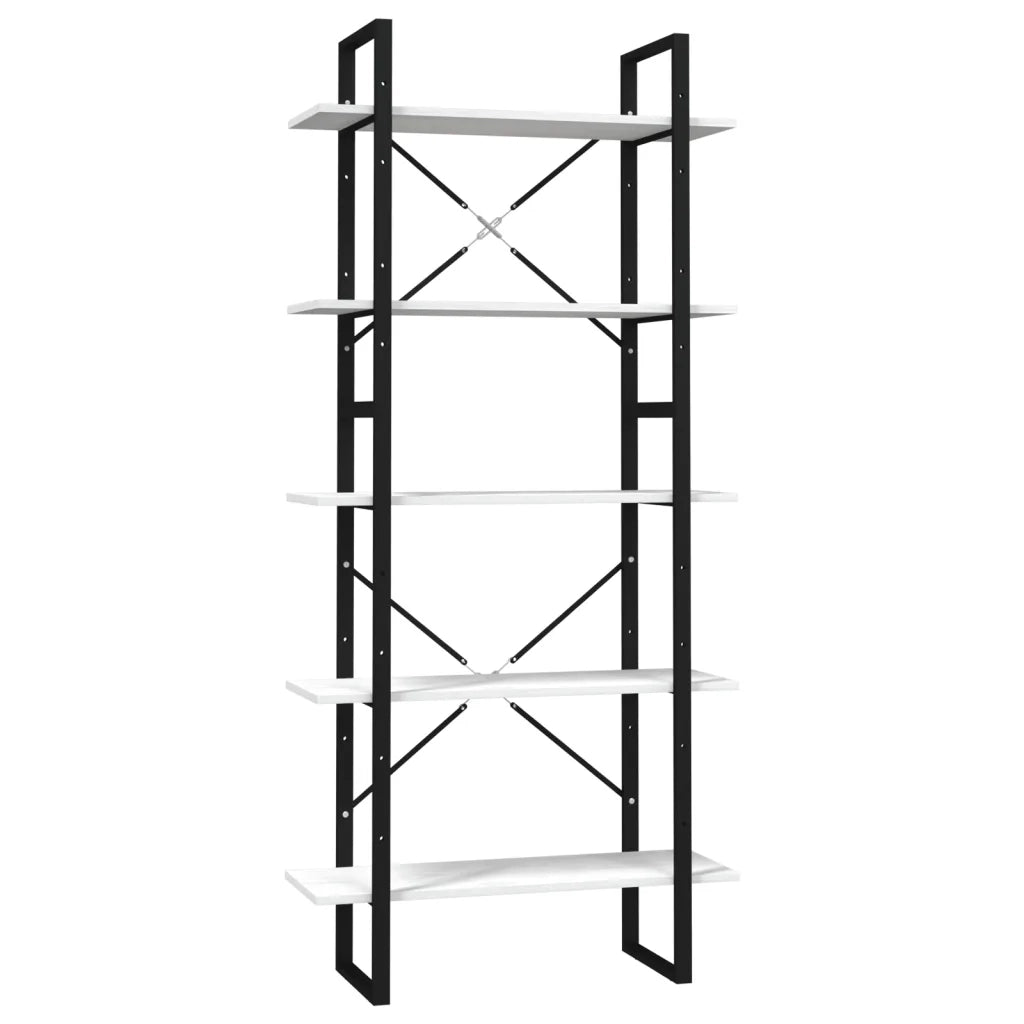 Libreria a 5 Ripiani Bianca 80x30x175 cm in Legno di Pino 3081994