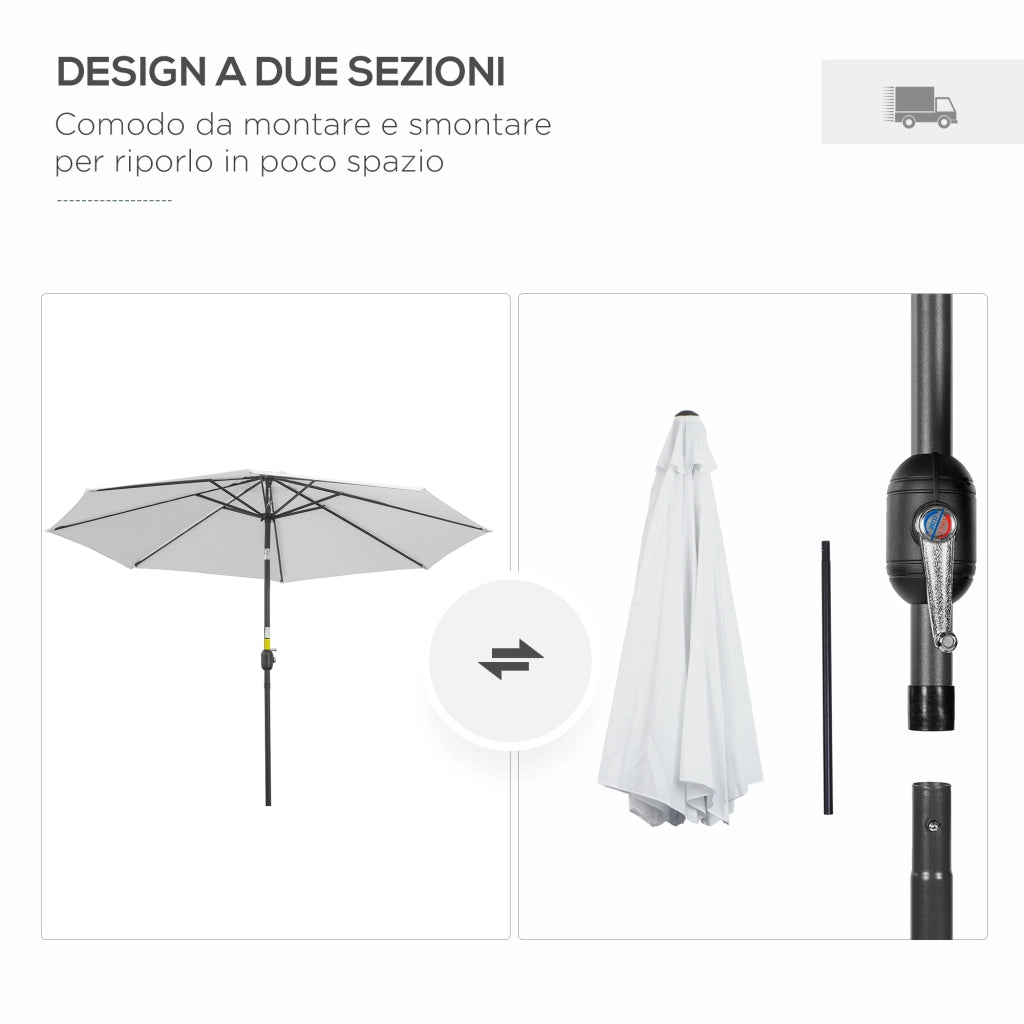 Ombrellone da Giardino Inclinabile 3x2.5 m ¨C Zephmum ¨C Metallo Poliestere Bianco