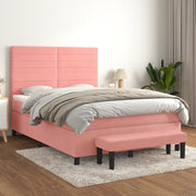 Giroletto a Molle con Materasso Rosa 140x200 cm in Velluto 3137910