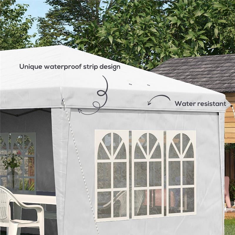 GAZEBO DA ESTERNO TENDE REMOVIBILI 585 X 295 X 270 CM BIANCO