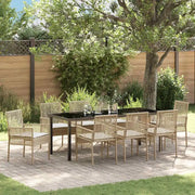 Set da Pranzo per Giardino con cuscino 9 pcs Beige polyrattan 3379897