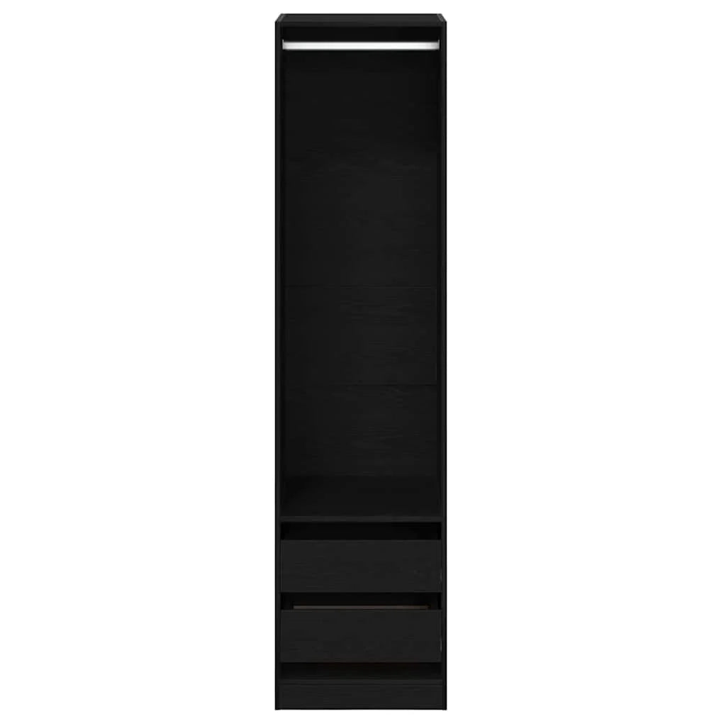 Mobile contenitore moderno indipendente con 2 cassetti 50 x 50 x 200 cm in legno di rovere nero 02_0055893