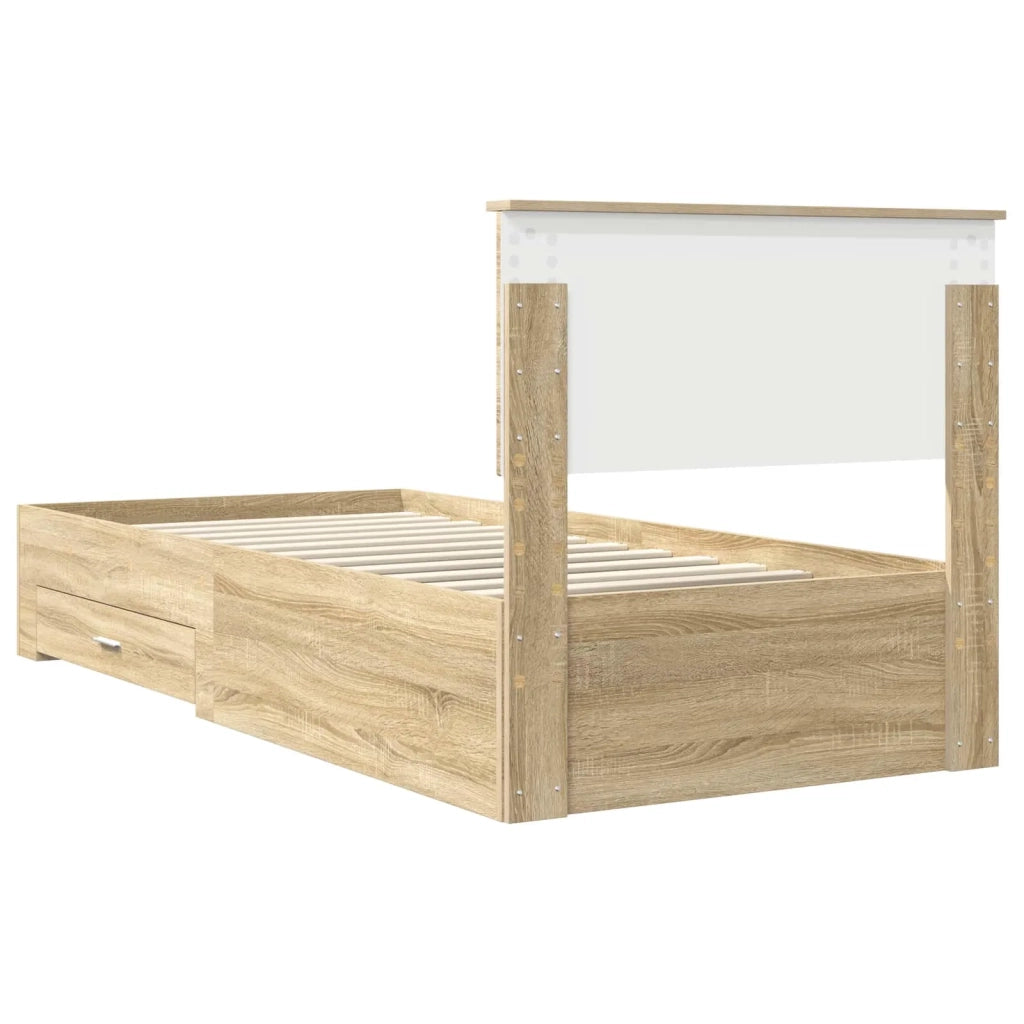 Struttura del letto-Giroletto Rovere Sonoma 90 x 190 cm Legno multistrato 914505