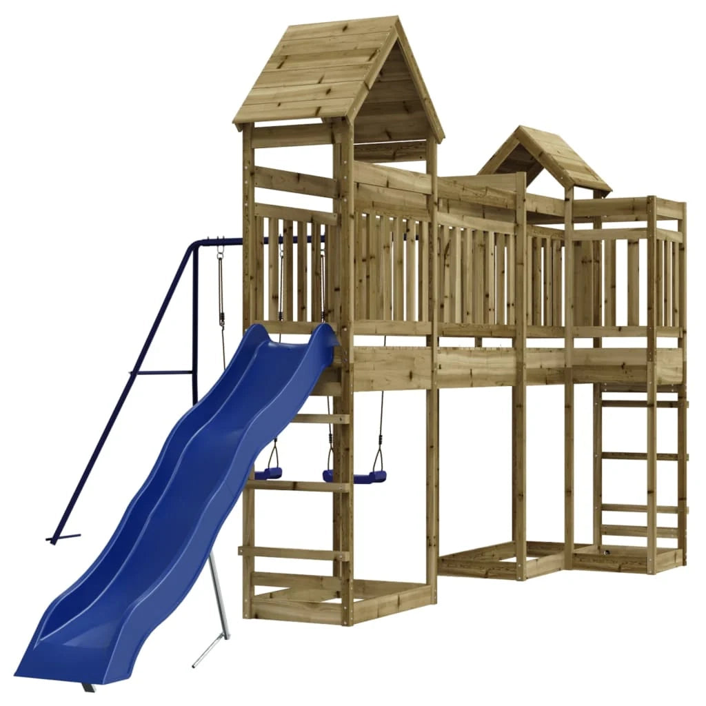 Altalene per parco giochi all'aperto scivolo altalene robuste giochi da giardino 362 x 560 x 264 cm legno di pino impregnato 02_0004787