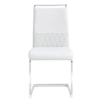 Set di 2 Sedie moderne per sala da pranzo, con schienale alto, in PU e tessuto, per Cucina e ufficio, Bianco
