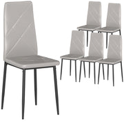 Set 6 Sedie da Pranzo ¨C Xylo ¨C Schienale Alto Finta Pelle Acciaio Grigio 41x50x97cm