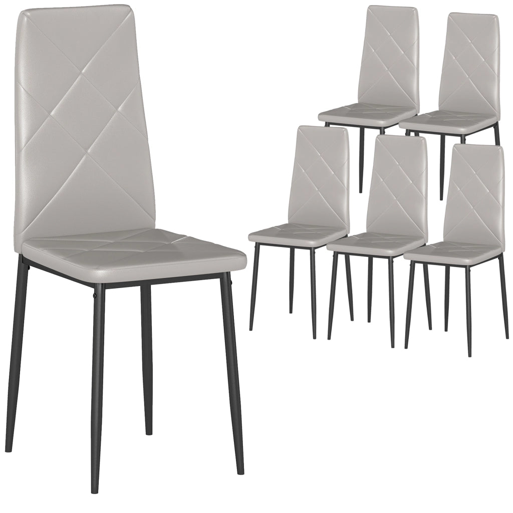 Set 6 Sedie da Pranzo ¨C Xylo ¨C Schienale Alto Finta Pelle Acciaio Grigio 41x50x97cm