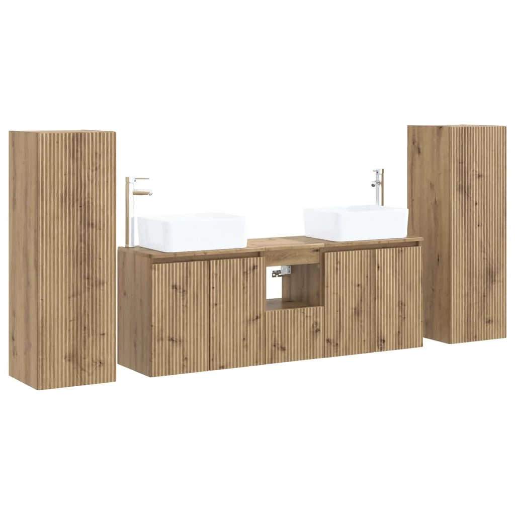 Set di mobili per il bagno 5 pz Rovere Artigianale 3406002