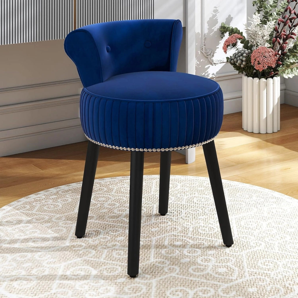 Sedia per toeletta, sgabello da trucco con schienale, sedia imbottita in velluto con gambe in legno di gomma, moderna poltrona senza braccioli, per camera da letto, spogliatoio, soggiorno