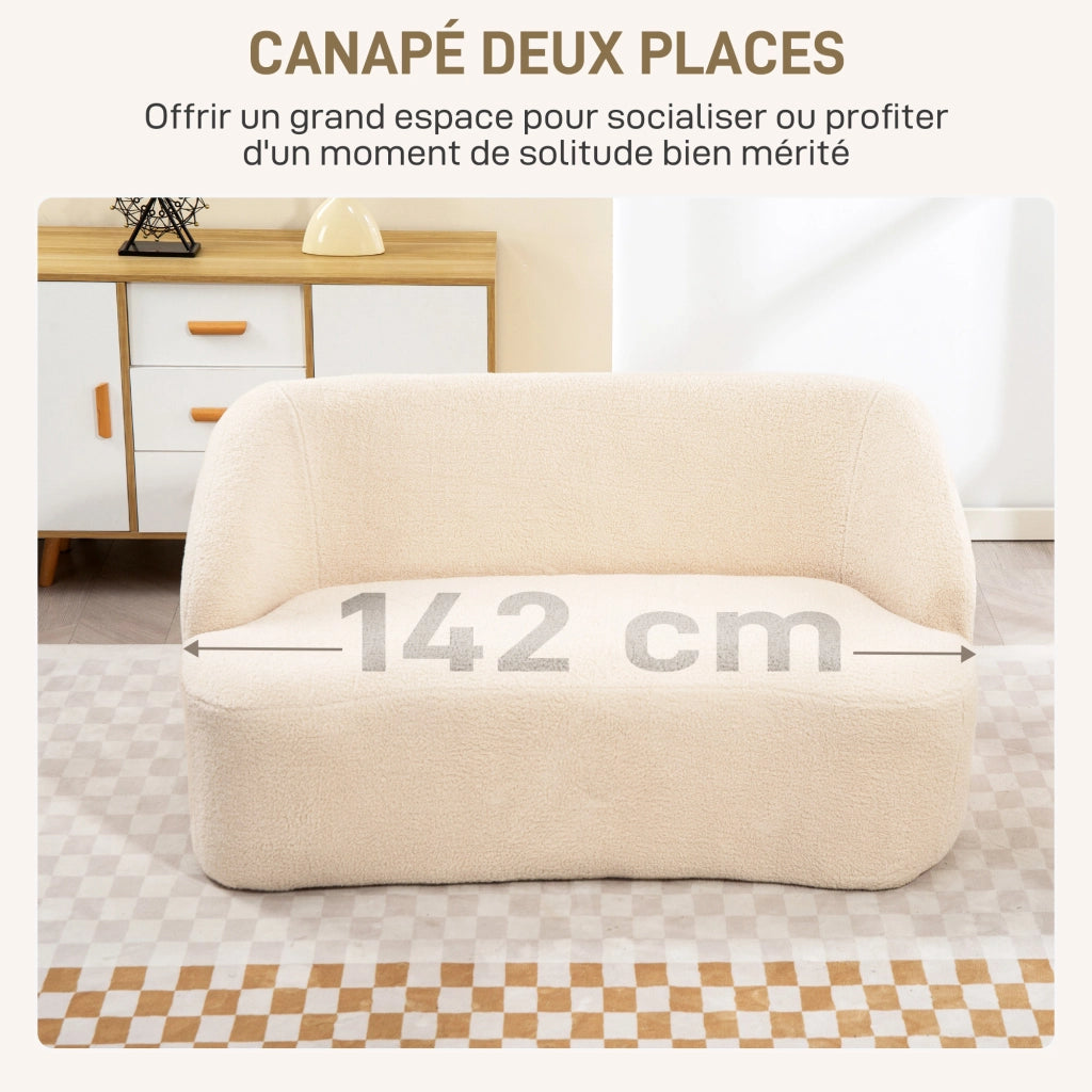 Divano 2 posti in tessuto beige ¨C Minimal ¨C 142 cm