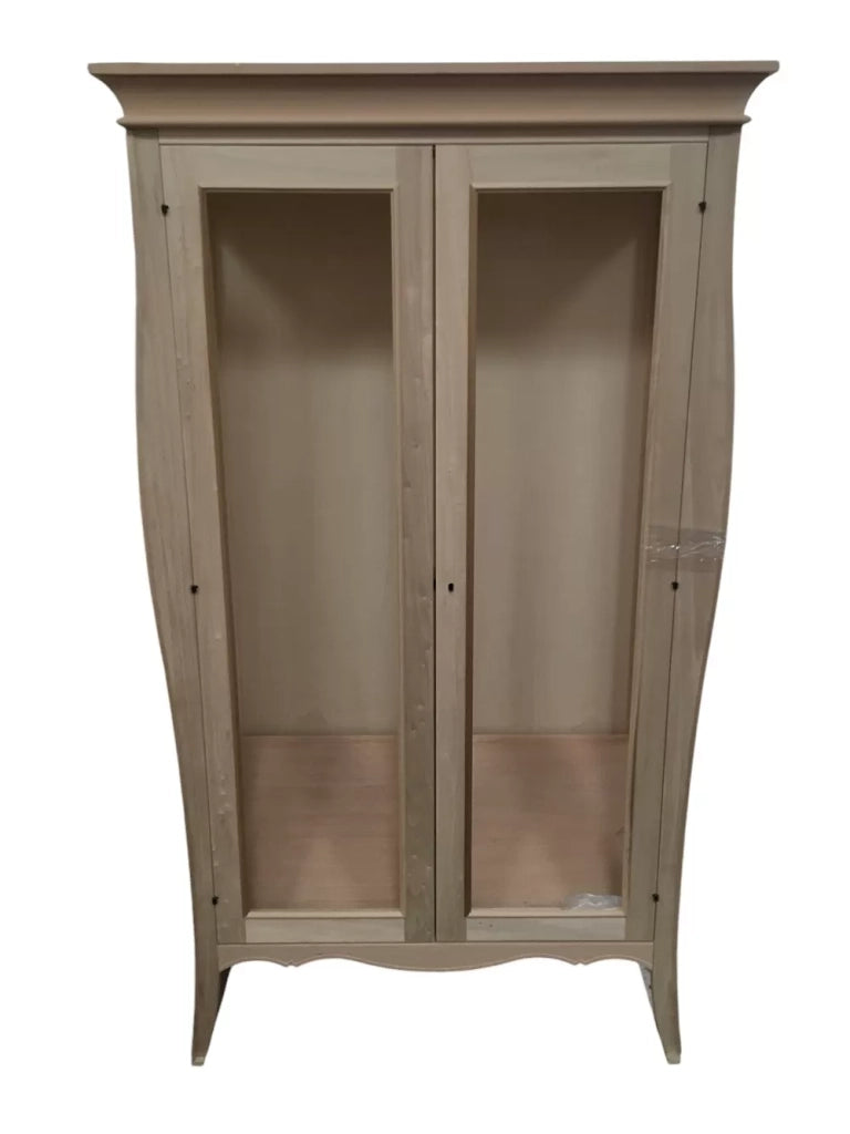 Vetrina classica bombata 2 porte in legno grezzo l.115 p.48 h.204 (3094) - Mobili 2G