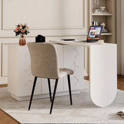 Scrivania 110x40x75 cm girevole e pieghevole; con contenitori; MDF bianco