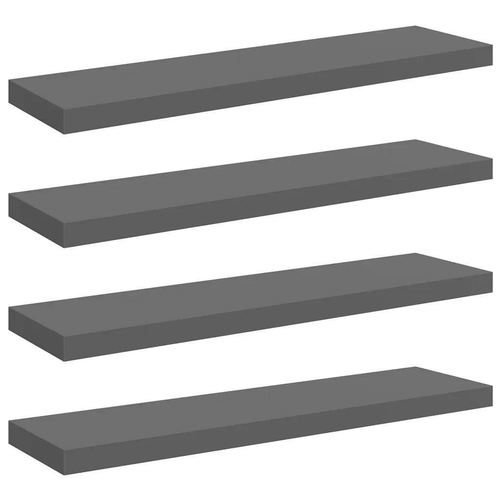 Scaffali a Parete 4 pz Grigio Lucido 90x23,5x3,8 cm in MDF 323798