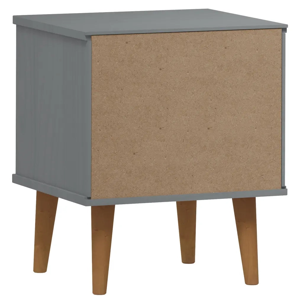 Comodino MOLDE Grigio 40x35x48 cm in Legno Massello di Pino 350497