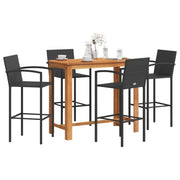 Set Bar da Giardino 5 pz Nero in Legno Acacia e Polyrattan 3295289