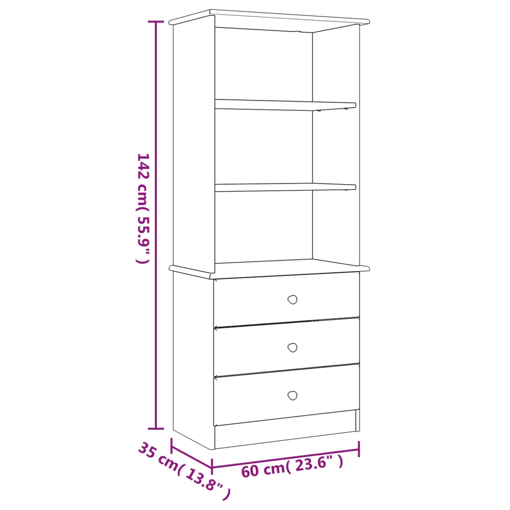 Libreria con Cassetti ALTA 60x35x142 cm Legno Massello di Pino 353951