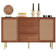 Cassettiera con 2 Ante e 3 Cassetti; Ripiano Regolabile; Stile Vintage; in Legno e Metallo; 150×40×90 cm; Noce