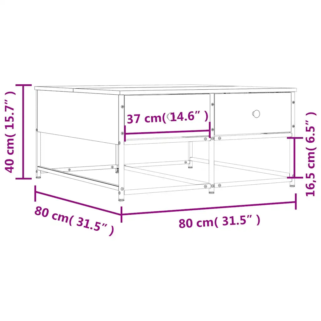 Tavolino da Salotto Rovere Sonoma 80x80x40 cm Legno Multistrato 835355