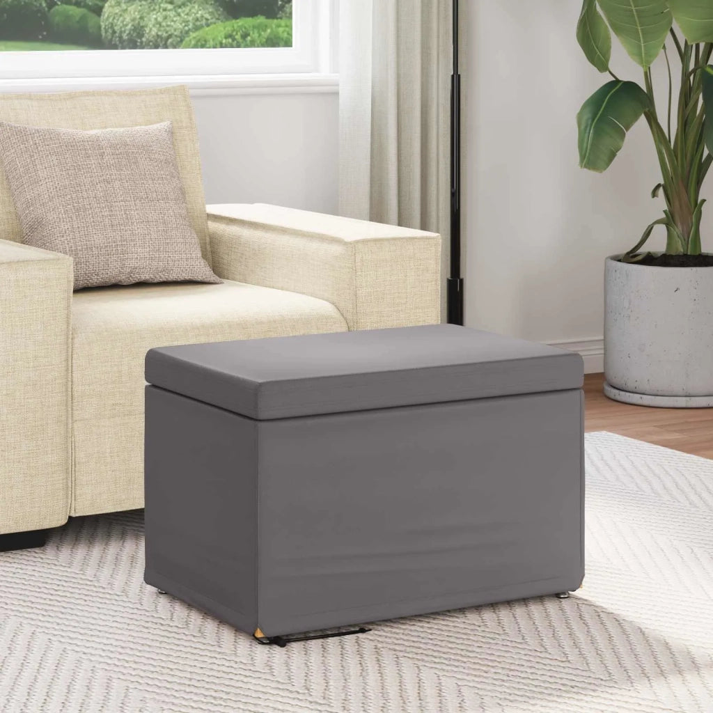 Pouf Grigio Pelle Sintetica e Legno Ingegnerizzato 876770