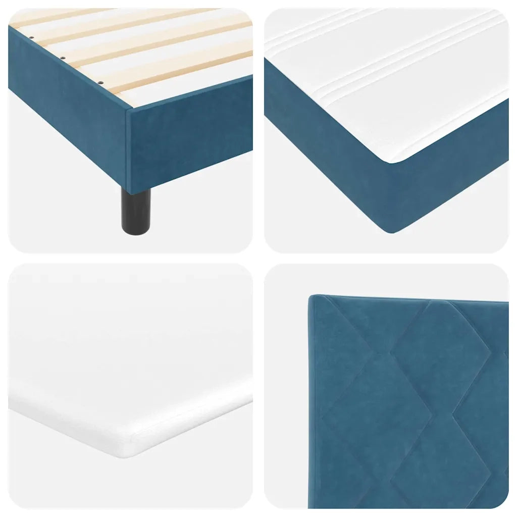 Letto a molle con materasso Blu Scuro 120 x 200 cm Velluto 3339234