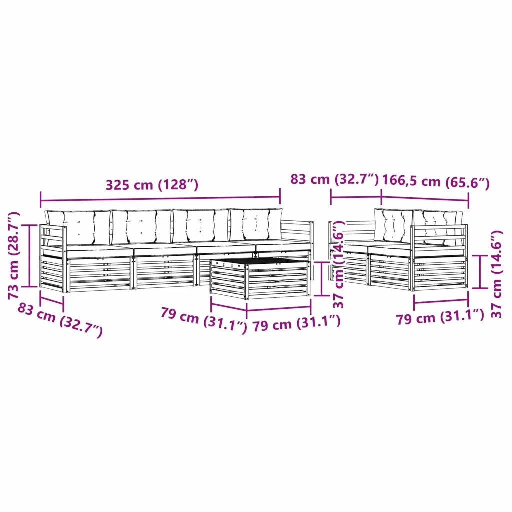 Set di divani da esterno 7 pz Bianco e Antracite Poliestere 3390067