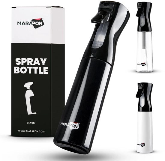 Spruzzatore 300 ml con funzione di atomizzatore [nero] | Spruzzatore per parrucchieri e uso domestico | Spruzzatore per piante | 3-4 secondi di spruzzo continuo | Atomizzatore di olio