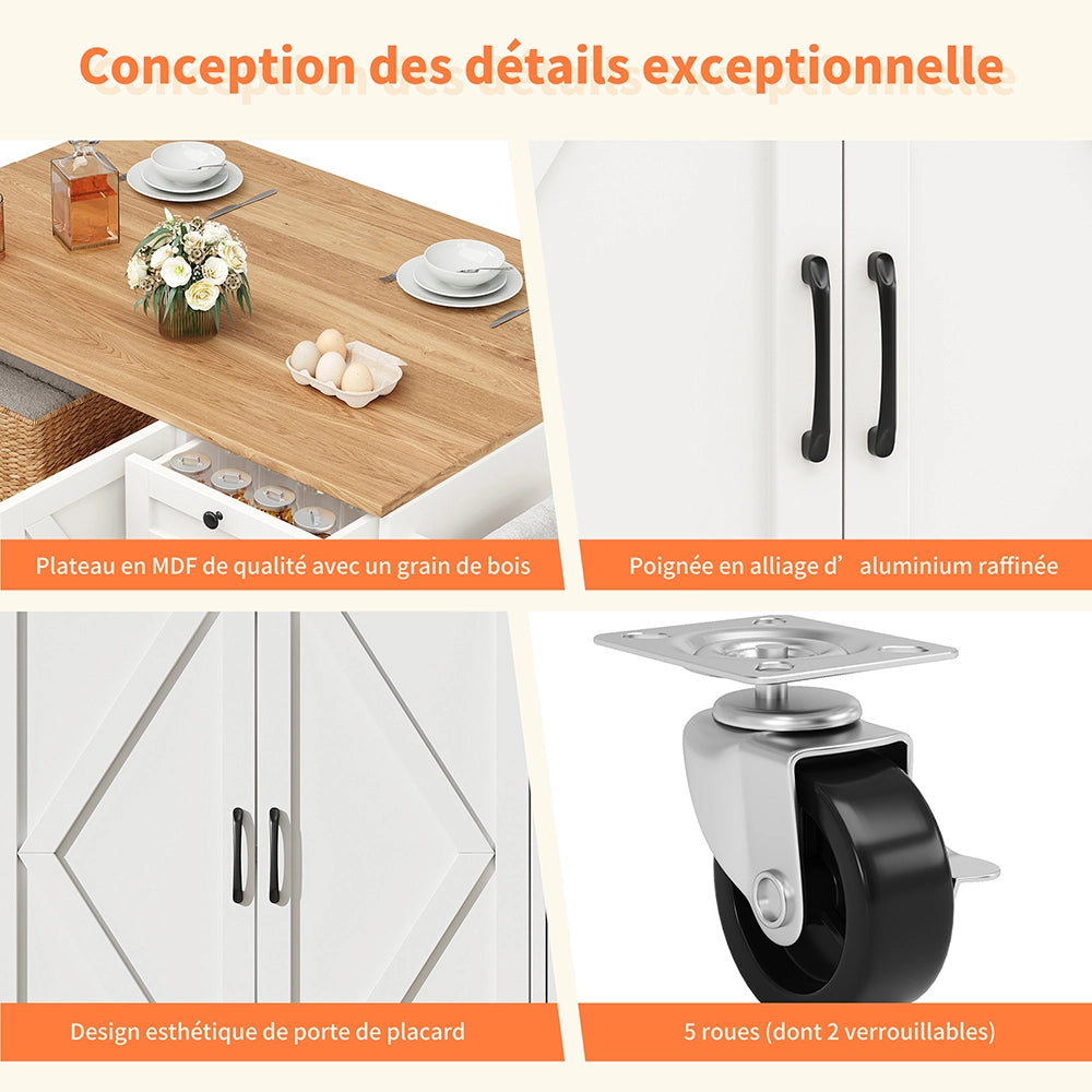 Isola cucina - Xylo - scaffali snack venatura legno bianco