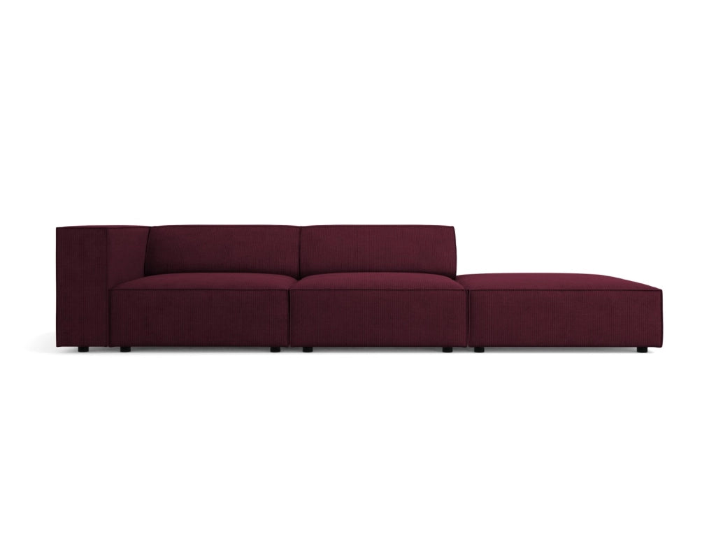Cosmopolitan Design - Divano destro "Arendal" 4 posti in ciniglia con effetto a coste rubino 