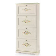 Scarpiera 4 ante  laccato bianco  con decorazioni e profili verdi misure l.79 p.30 h.170 (505) - Mobili 2G