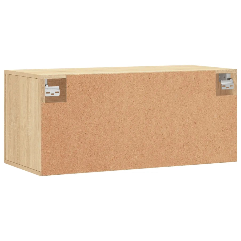 Mobiletto a parete funzionale per riporre oggetti decorativi 80 x 36,5 x 35 cm realizzato in legno composito di rovere Sonoma 02_0048870