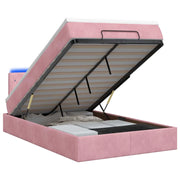 Letto Ottomano con Materasso e LED Rosa 120 x 190 cm Velluto 3458222