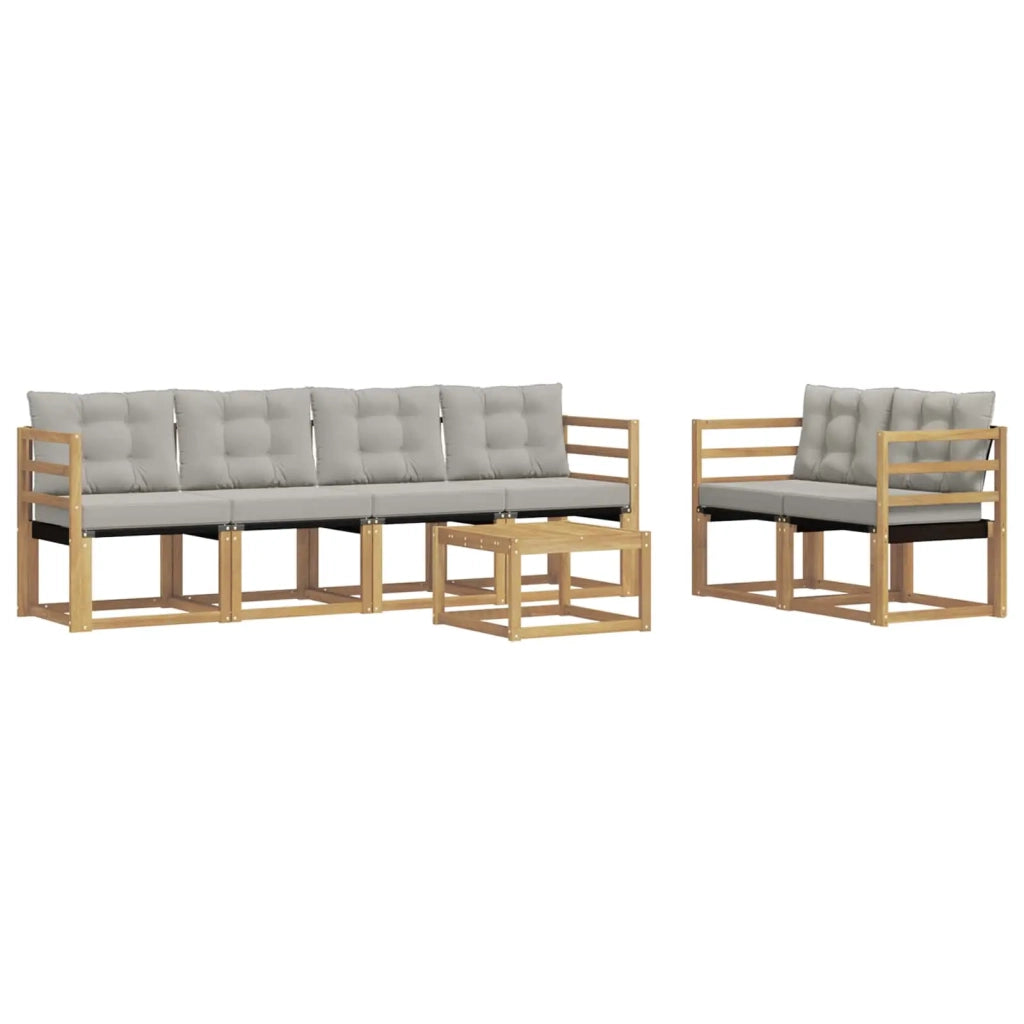 Set di divani da esterno 7 pcs Bianco e Grigio Chiaro
