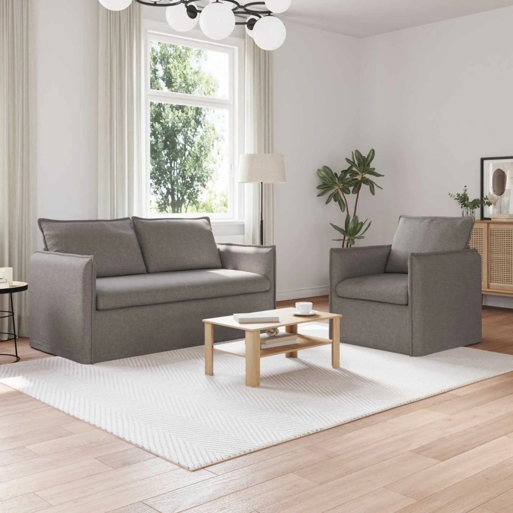 Set di divani 2 pcs Tortora 156 x 82 x 85 cm Tessuto