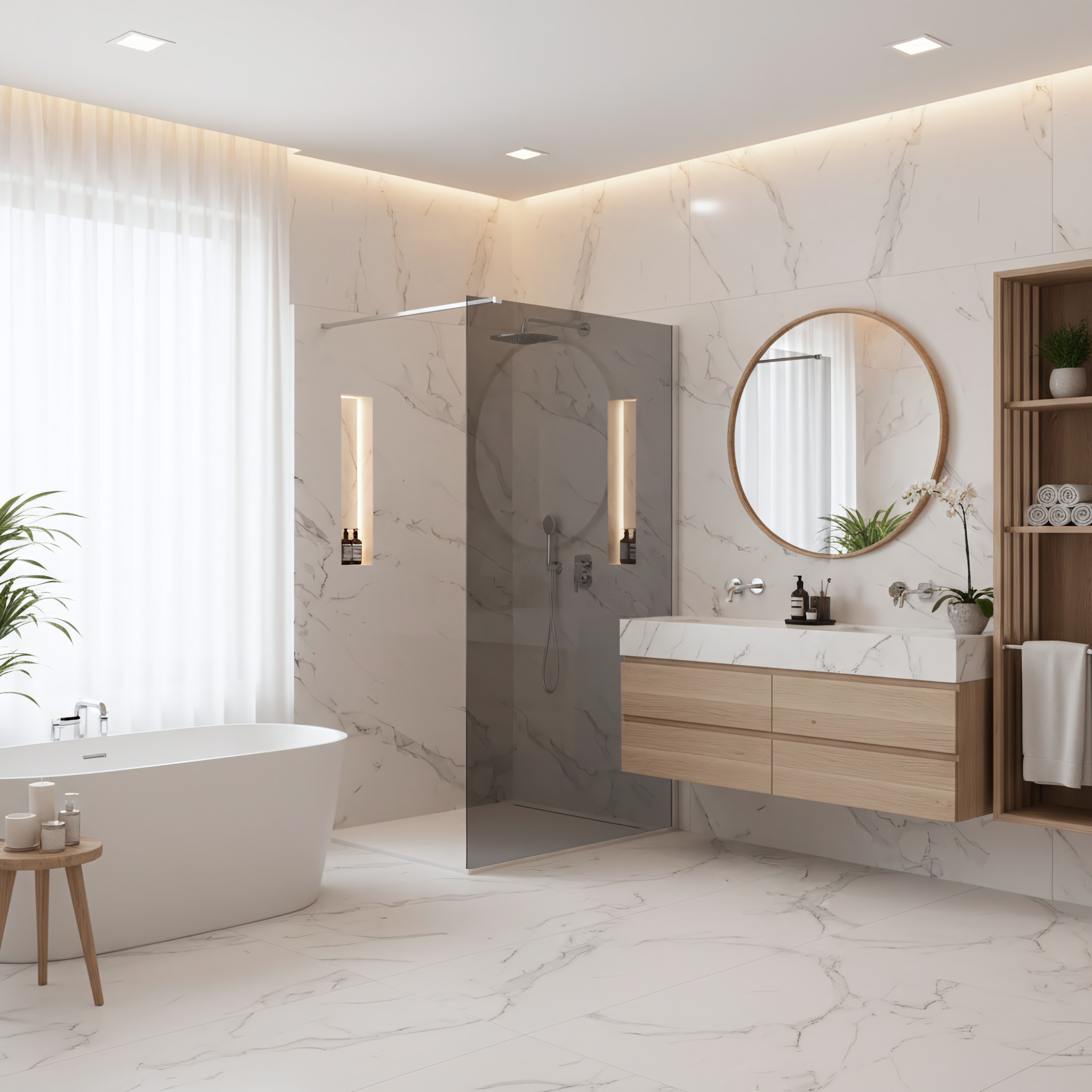 Parete Doccia Rea Flexi Grey / Chrome 130