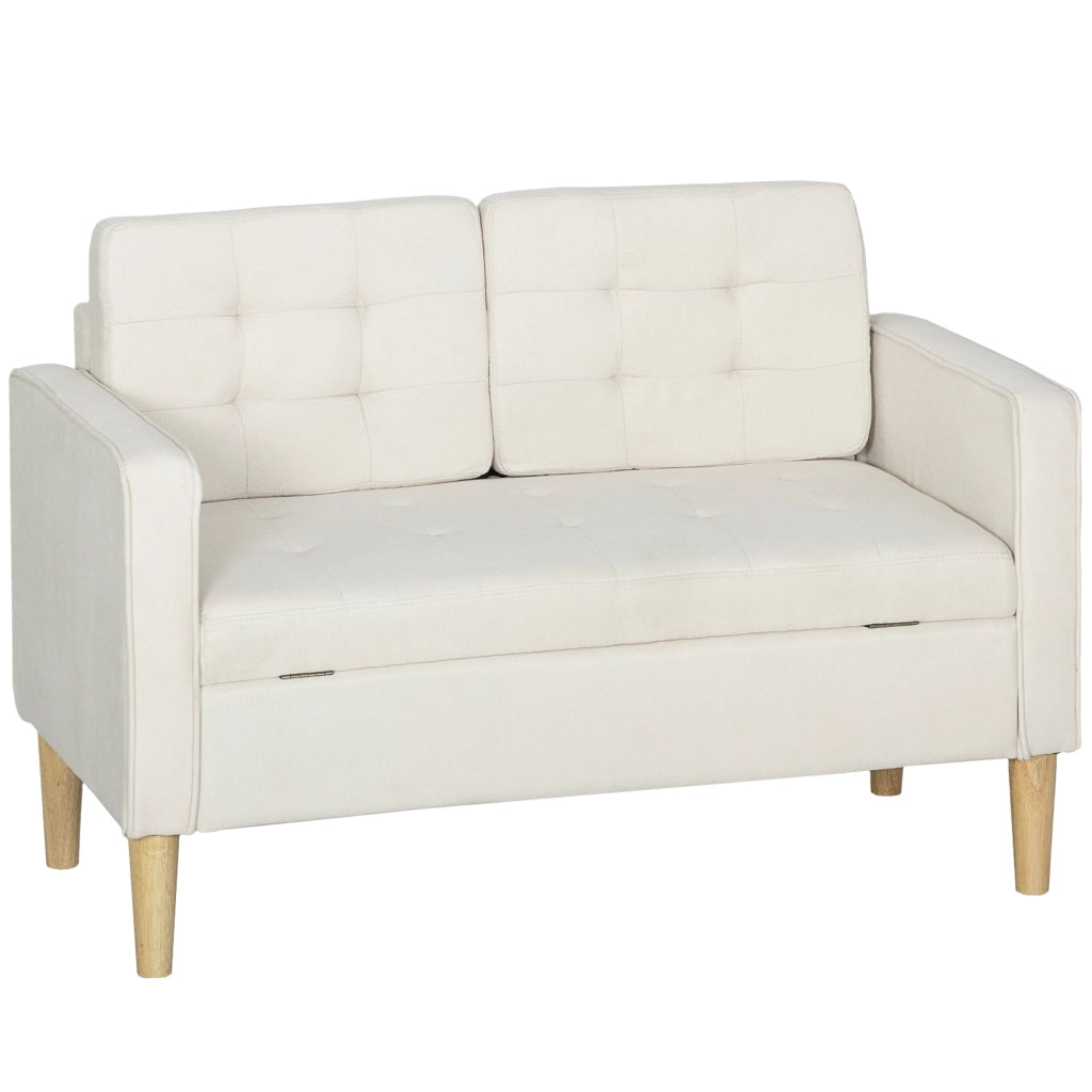 Divano 2 posti con contenitore e cassetti ¨C zephmum ¨C crema 117x62x78 cm