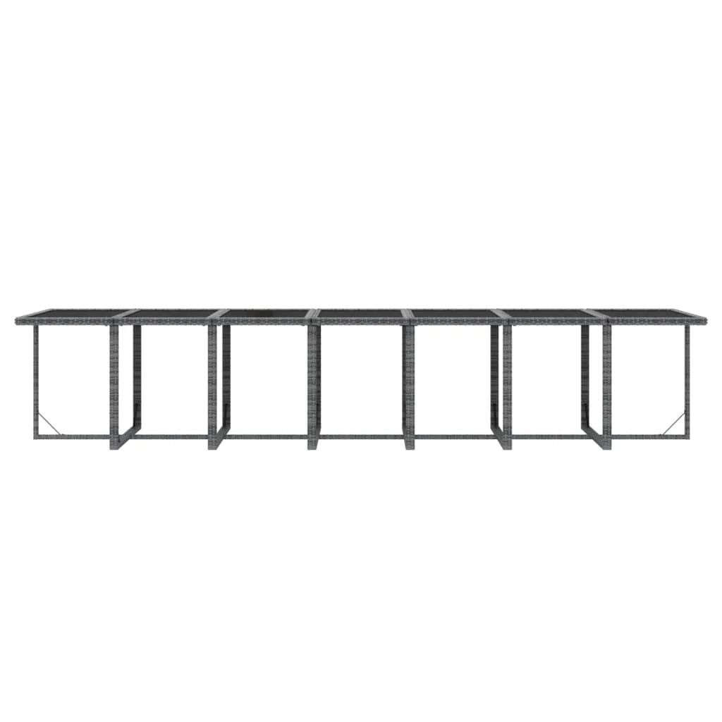 Set da pranzo da giardino da 19 pezzi con cuscini vimini grigio resina intrecciata 02_0014428