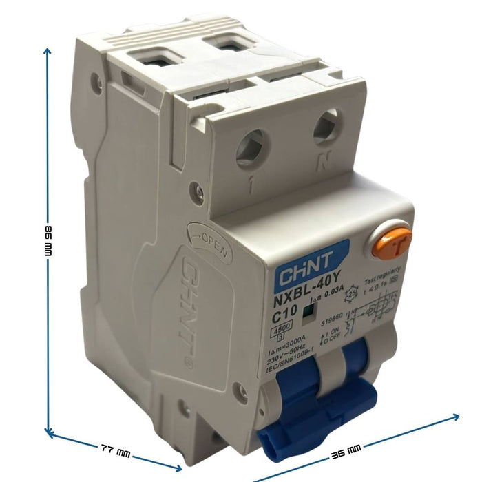Chint 519860 nxbl40y c10 1p+n 6a 30ma 4,5ka interruttore magnetotermico