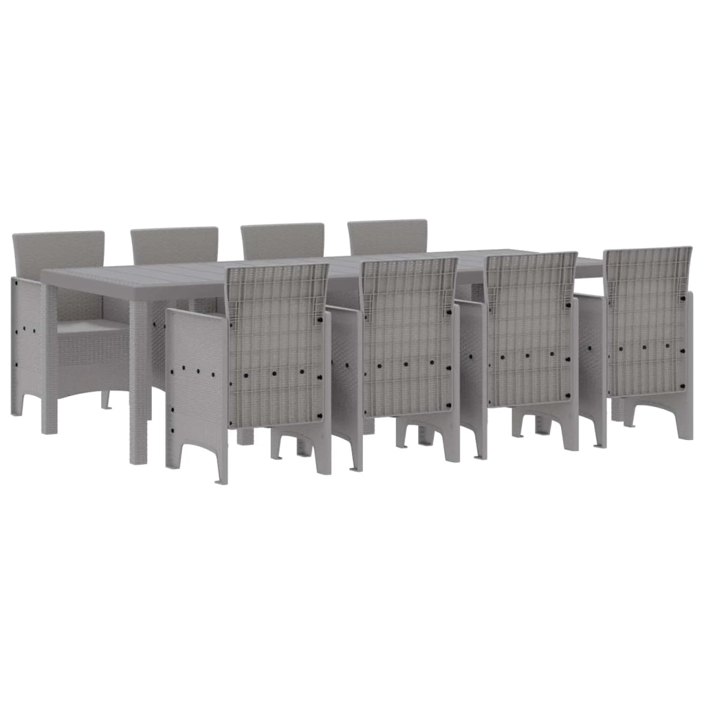 Set da Pranzo per Giardino 9 pcs Bianco Polipropilene