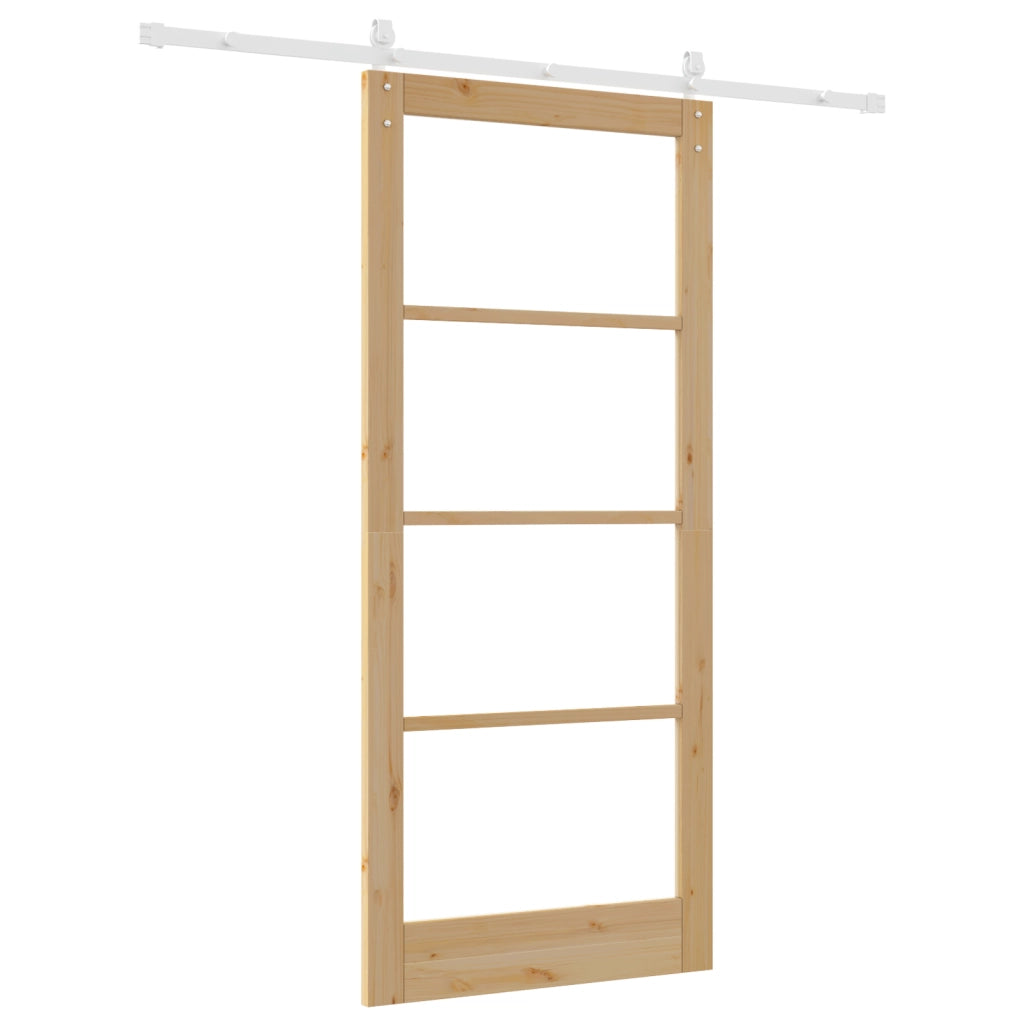 Porta Scorrevole con Set di Ferramenta "ORKDAL" Legno Massello e Vetro