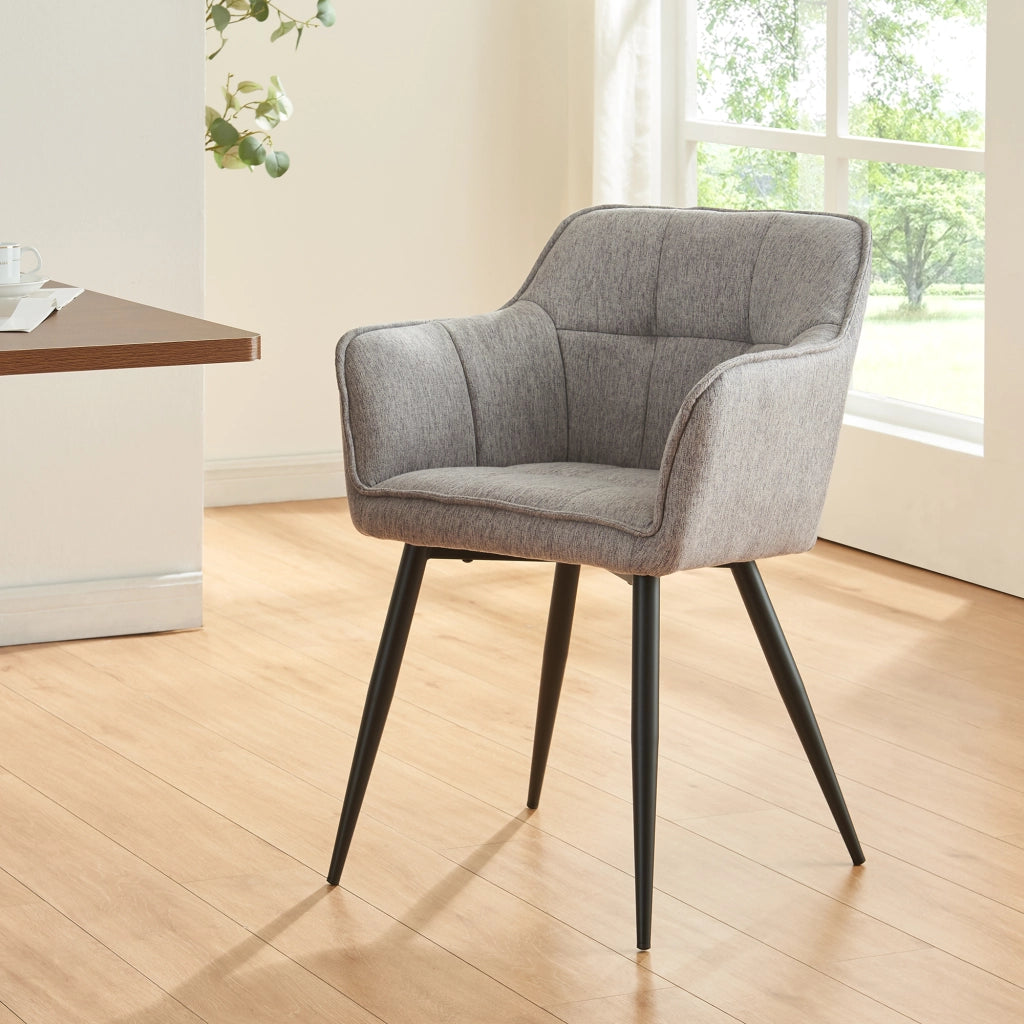 Set di 4 Sedie per Sala Pranzo Birmingham in Tessuto Grigio [en.casa]