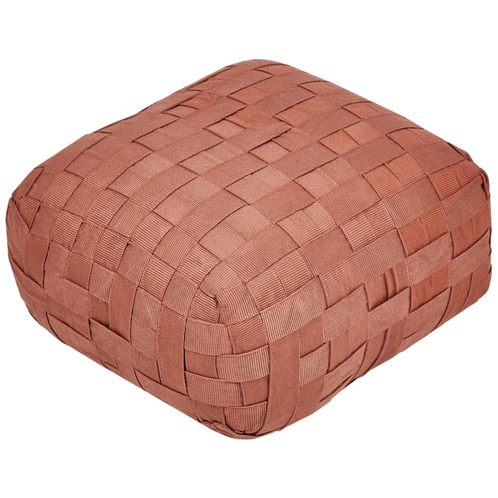 Pouf da giardino in materiale sintetico rosso chiaro 50 x 50 cm Pouf da esterno intrecciato a mano in stile Boho