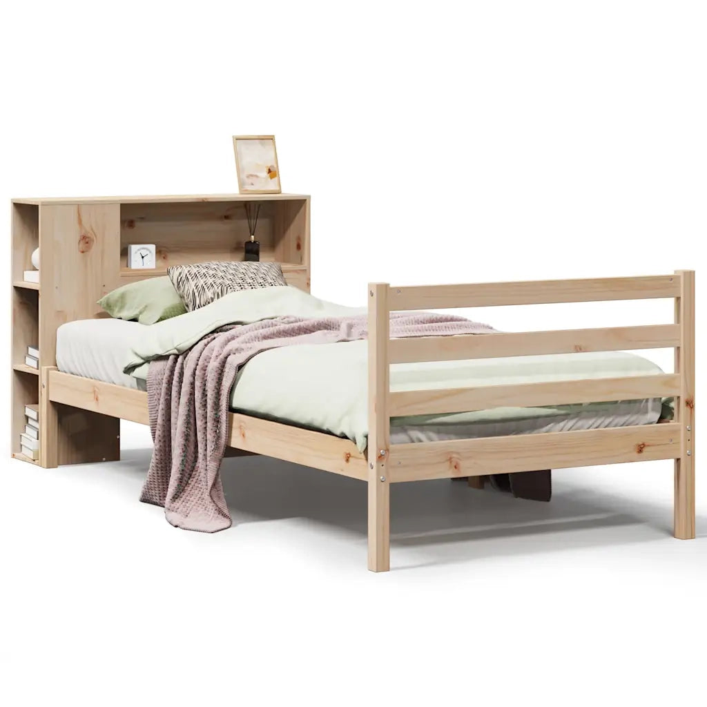 Giroletto con Libreria senza Materasso-Struttura Letto con contenitore 75x190 cm in Legno Pino 803574