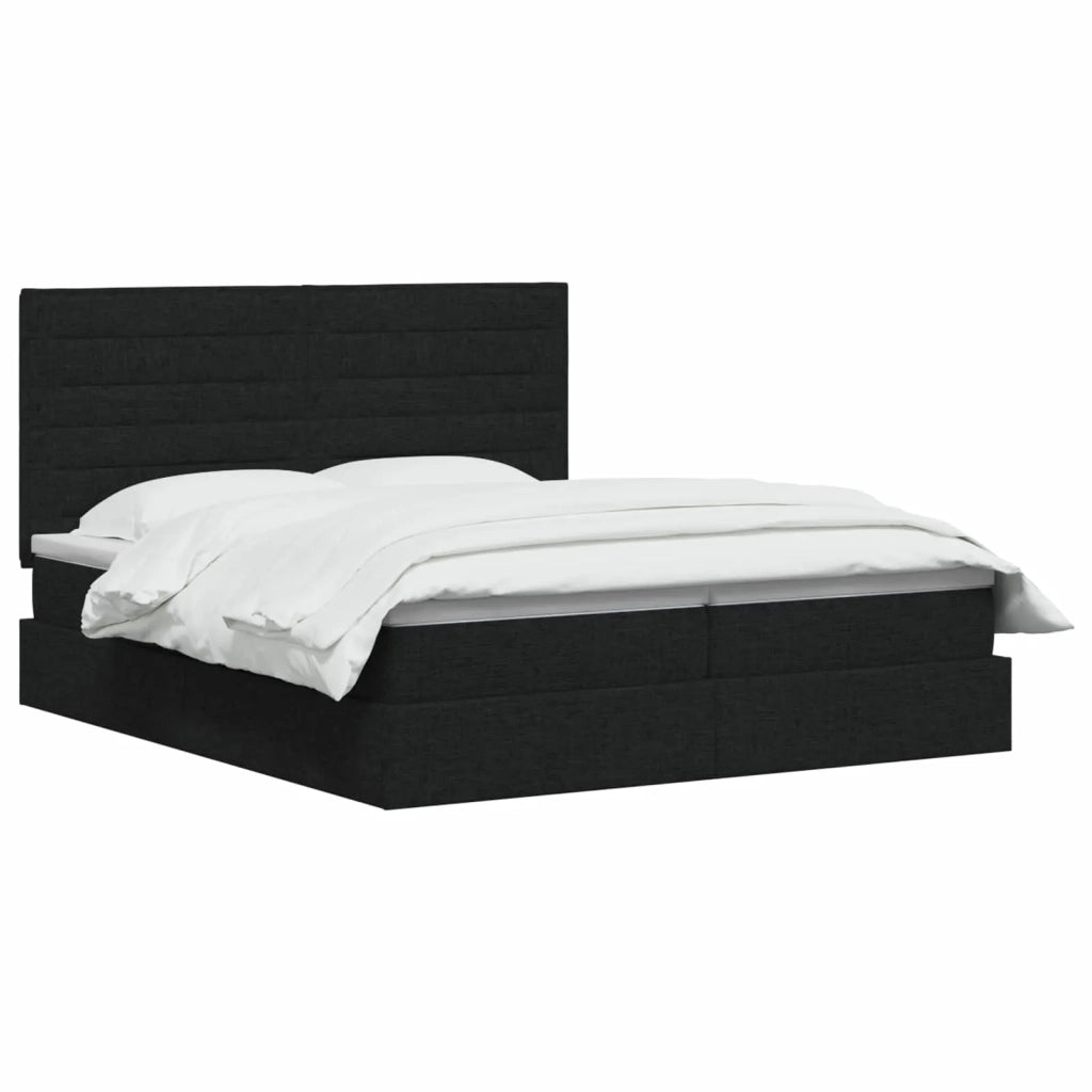 Letto con contenitore LED e materasso Nero 180 x 200 cm Tessuto 3460220