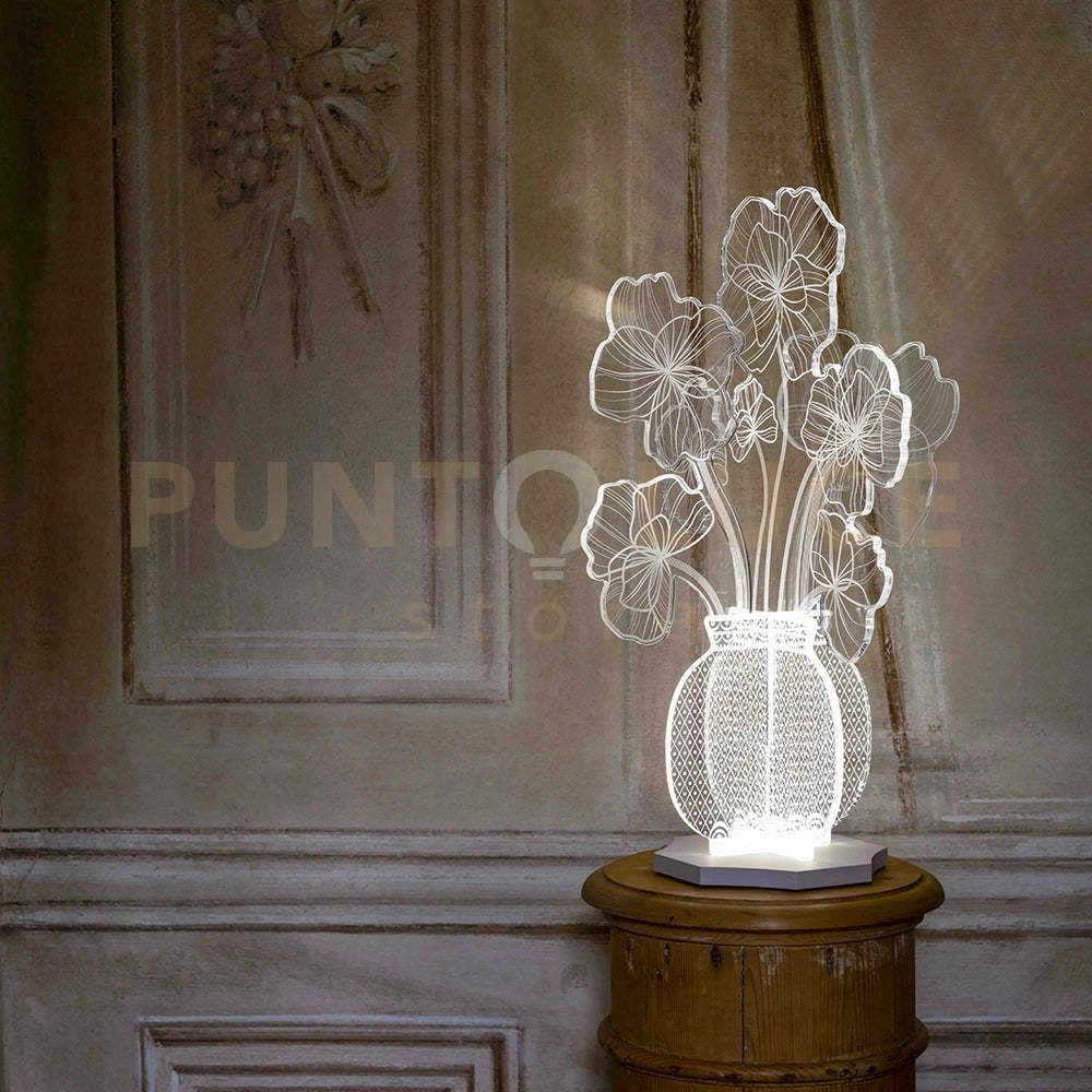 LAMPADA DA TAVOLO MARGOT ROSA IN CRISTALLO ACRILICO DECORATO LED 4200°K / 24 Volt - 12 W/Mt