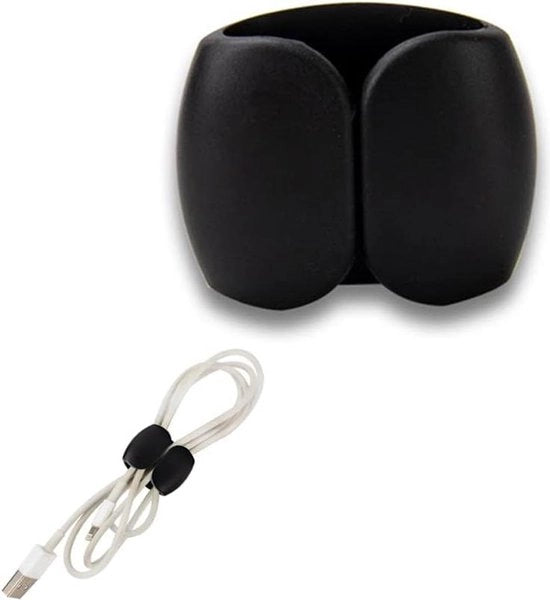 Organizzatore di cavi - clip per cavi - supporto per cavo di cuffie - supporto per cavo dati USB - avvolgicavo - supporto per cavi da scrivania - nero - multifunzionale - gestione dei cavi