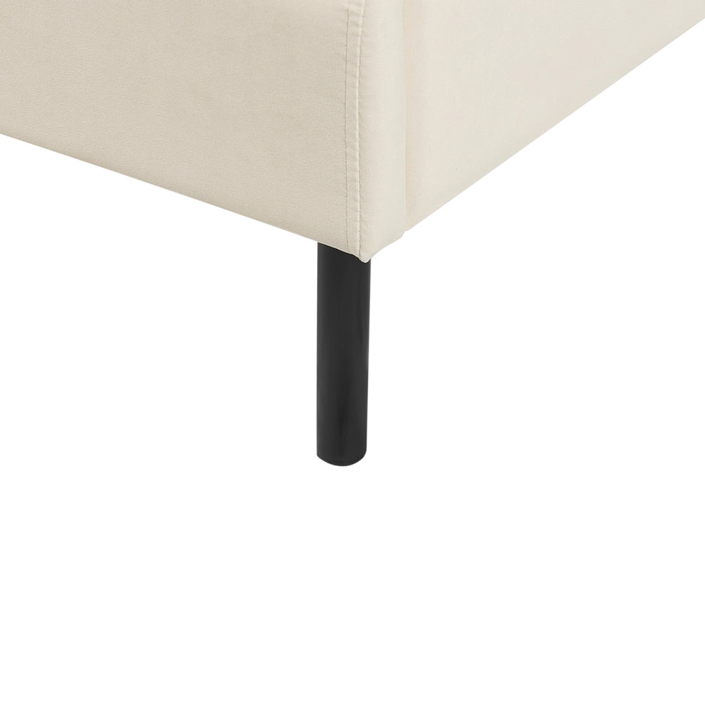 Letto con rete a doghe velluto beige 180 x 200 cm testiera e gambe nere camera da letto soggiorno