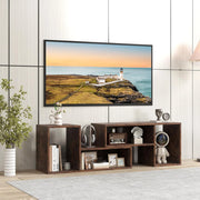 Mobile TV Combinato con Ripiani Aperti, Mobile per TV 2 Pezzi in MDF 50-60 Pollici, Mobile TV in Legno per Soggiorno Camera e Ufficio, 110-134,5 X 30 X 43 CM (Marrone)