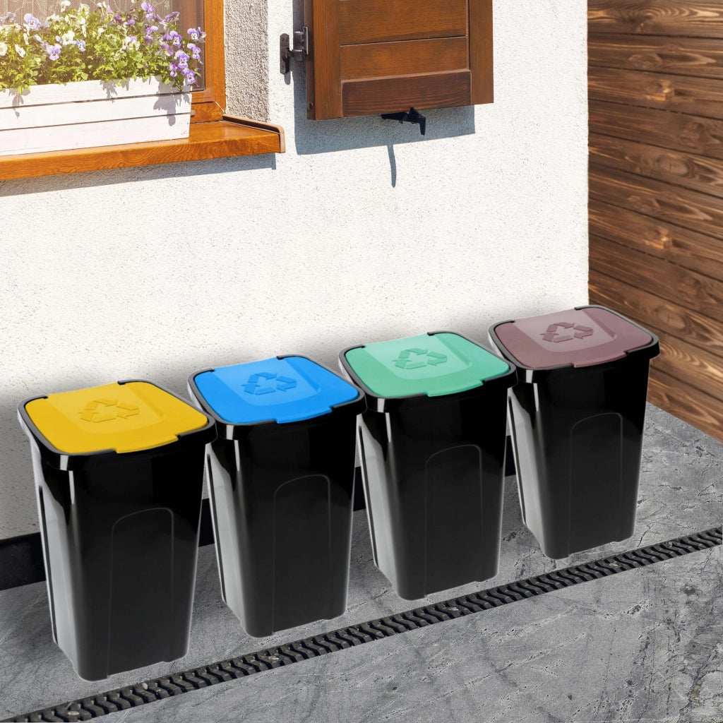 Set di 4 contenitori per la raccolta differenziata dei rifiuti KADAX da 50 litri