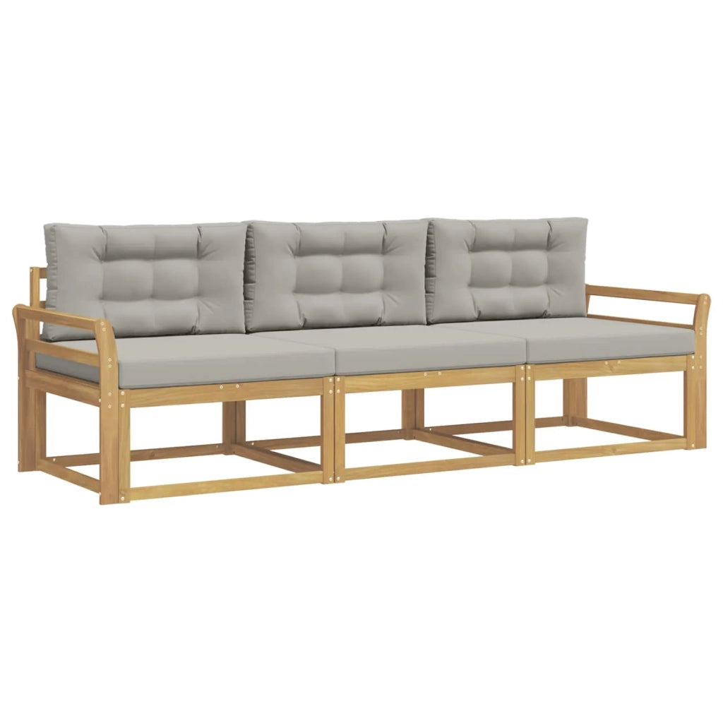 Set di divani da esterno 3 pz Bianco e Grigio Chiaro Poliestere 3385990